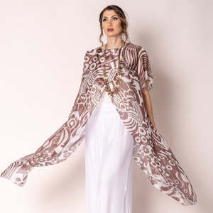 silk cross-over dress - mocha print