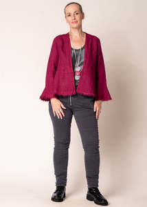 linen jacket - mulberry wine
