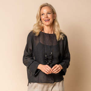 linen top - janet - onyx