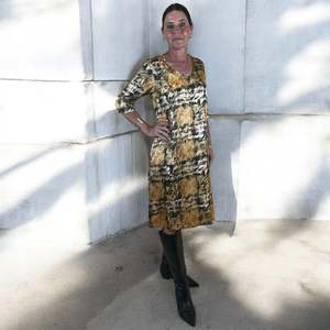 Dresses: viscose gold Vneck dress - juliette