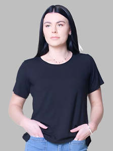 tee - black - ellie - viscose or bamboo knit