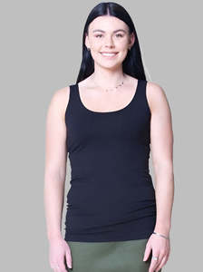 Basics: tank - standard length - black - bamboo or viscose