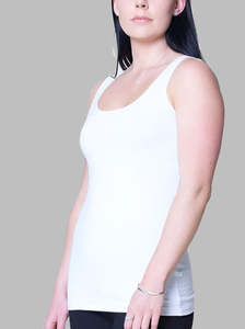 Basics: tank - standard length - white - bamboo