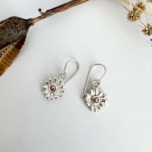Jewellery: Sunflower earrings - sterling silver