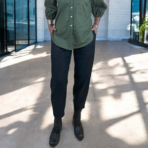 linen barrell leg pants-black-sarah