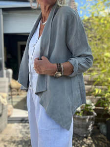 Jackets: linen jacket - light grey - Vanucci