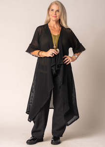 Jackets: cotton mesh jacket cardigan - onyx