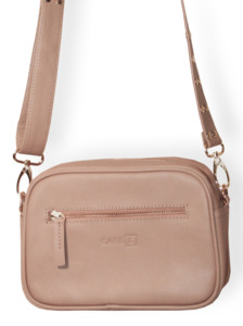 Carrie Leather Bags: leather crossbody bag - sand gold