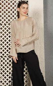 linen top - janet - latte
