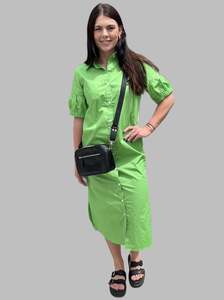 Sale: organic cotton shirt dress lime - mila