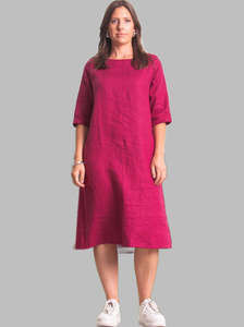 linen cerise boat neck dress - juliette