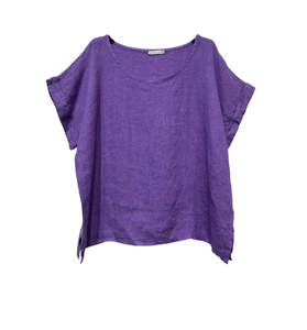 Tops: linen tee - violet - paris