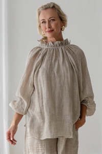 Tops: linen reversible top - lulu - taupe