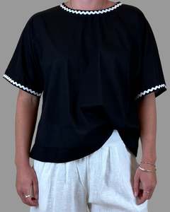 cotton top - billie - black white trim