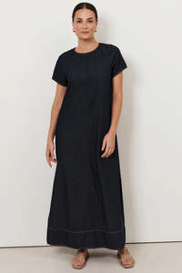 Dresses: denim dress - contrast stitching - lottie