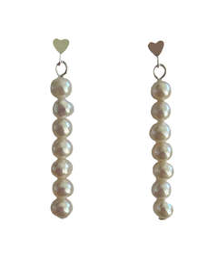 Jewellery: heart stick - white FW pearls - sterling silver