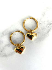 modern hearts - gold - hoops