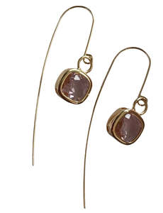 Jewellery: glass cushion ear wires - silver - baby pink