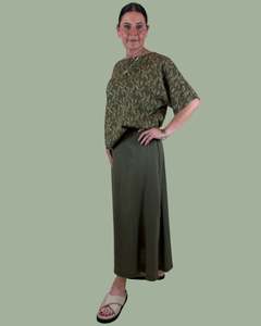 linen viscose maxi skirt - olive- berlin