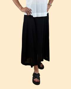 C L Skirts Linen: linen viscose maxi skirt - black - berlin