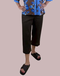 C L Pants: linen 7/8 pants - chocolate - kim