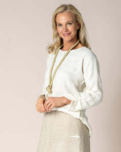 Tops: linen cotton top - cream - carmina
