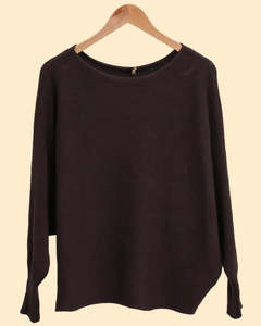 viscose cashmere blend jumper - lea luc - chocolate