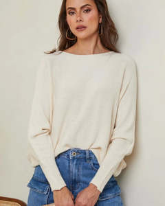 viscose cashmere blend jumper - lea luc - cream