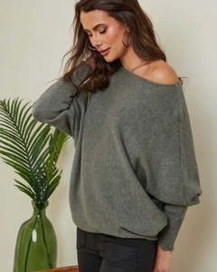 viscose cashmere blend jumper - lea luc - khaki