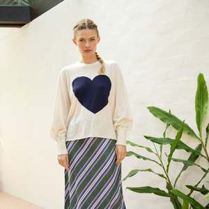 lover knit - navy heart on cream