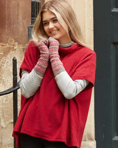 Knitwear: cashmere wool blend tunic - red- cadenza