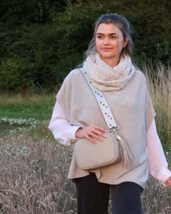 Knitwear: cashmere wool blend tunic - latte - cadenza