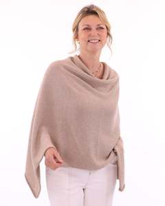 Knitwear: cashmere blend poncho - mocha