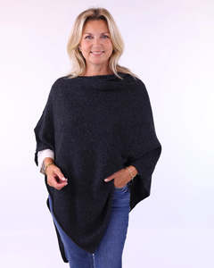 cashmere blend poncho - anthracite