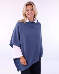 cashmere blend poncho - denim blue