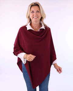 cashmere blend poncho - berry red
