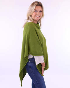 Knitwear: cashmere blend poncho - chartreuse