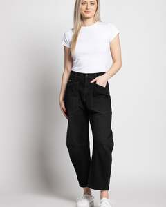 C L Pants: jeans - marlow - barrel leg - high rise - black