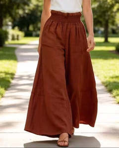 C L Pants: linen pants - lea luc - rust