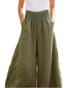 linen pants - lea luc - khaki