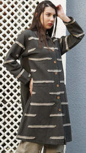 linen blend duster coat - khaki