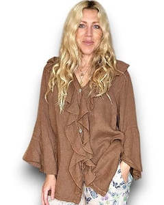 blouse - mocha linen - helga may