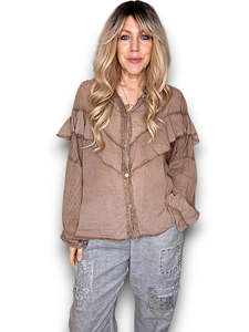 blouse - mocha cotton - helga may