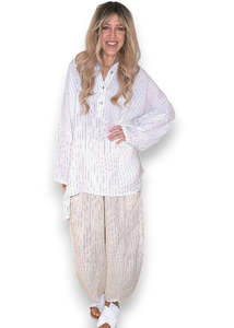 Tops: shirt - oversized - linen - white - helga may