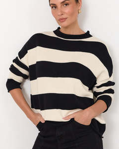 cotton wool knit top - black - lucille