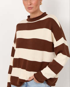 cotton wool knit top - chocolate - lucille