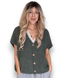 Knitwear: mohair blend vest - moss - helga may