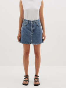 Dresses Skirts: Denim Mini Skirt in Classic Stone Wash