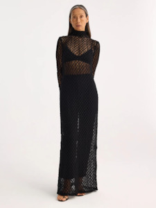Dresses Skirts: Geometrical Lace Dress in Noir