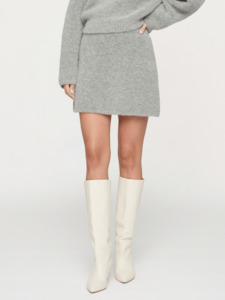 Penn Boucle Mini Skirt in Light Grey Marle